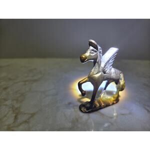 Vintage Brass Pegasus Horse Mythical 2"x 2"x 1/2" Miniature Art Taiwan 1960s